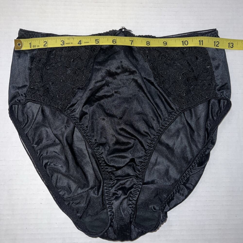 VINTAGE WACOAL 84202 Black LACE TRIM BRIEFS PANTIES SZ L LIQUID SATIN - Picture 15 of 16